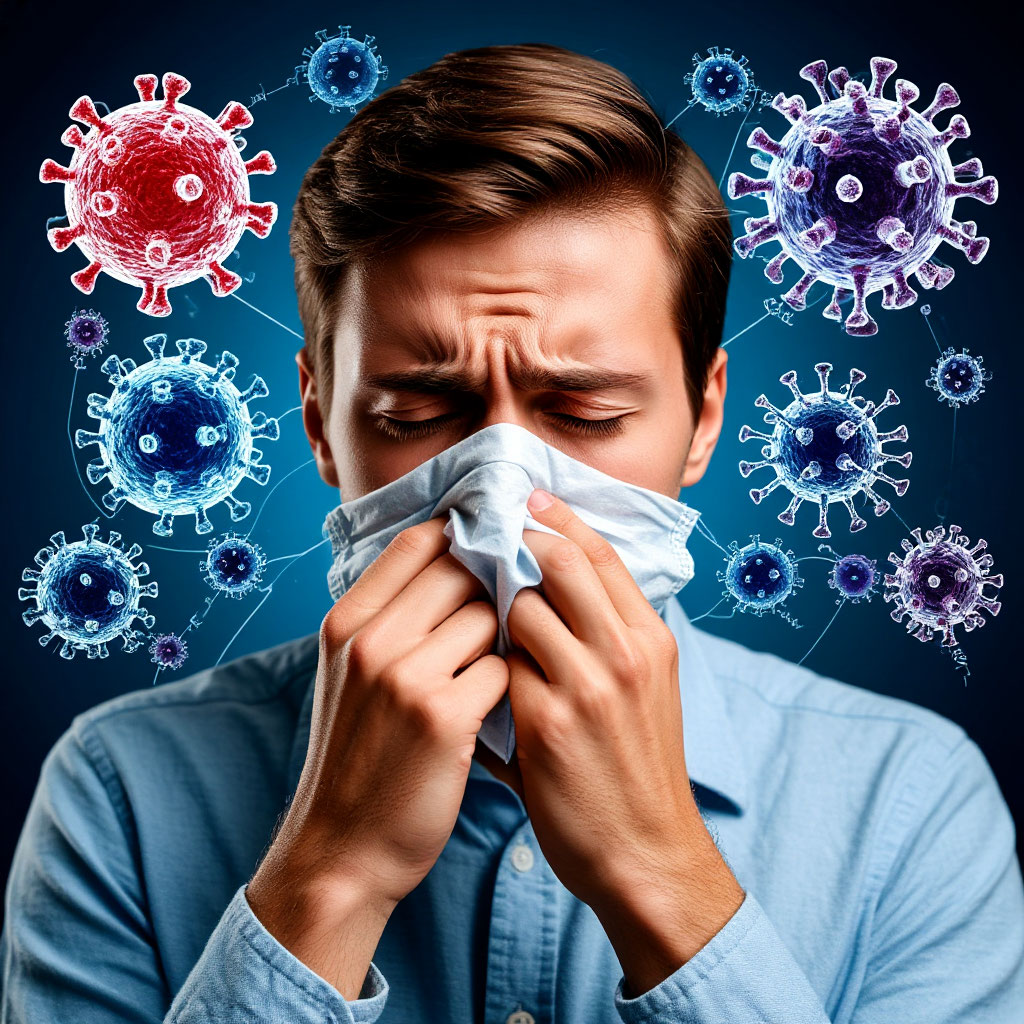 Cold viruses body defense battle