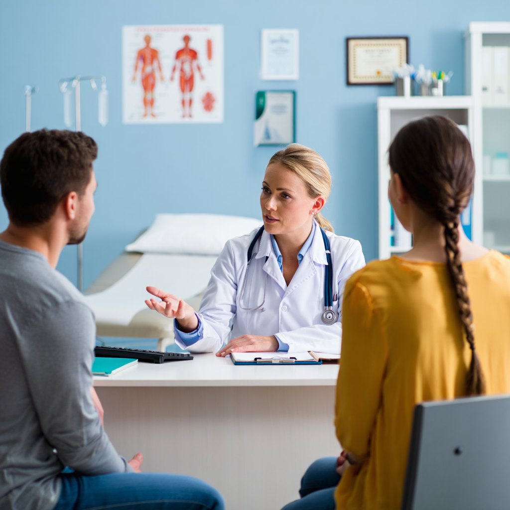 Doctor answering patient tympanoplasty questions