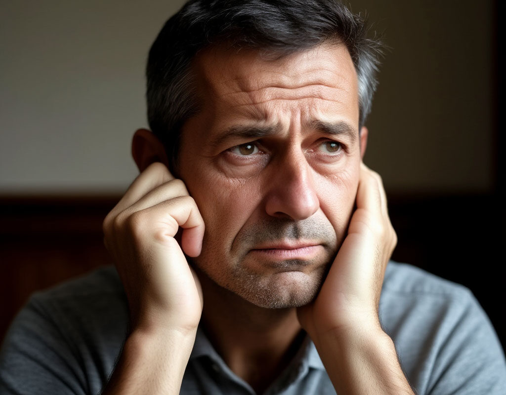 Man reacts why ears clogged